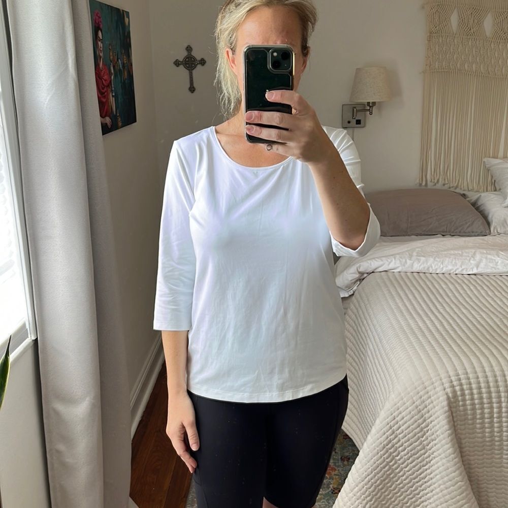 Boss Scoop Neck Stretch Jersey Top White Size XL‎ - Picture 2 of 10